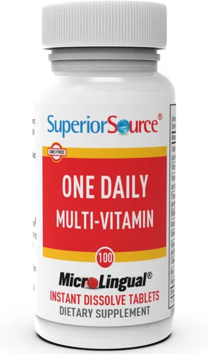 Vista 4 de Superior Source One Daily Multi-Vitamin, tabletas microlingües de disolución rápida, 100 unidades, con vitaminas A, C, D3, E, B12 y todas
