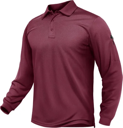 Vista 20 de TACVASEN - Camisas polo de manga larga para hombre de secado rápido, tácticas, para golf, con cuello, ligeras, transpirables, que absorben