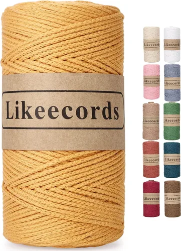 Vista 11 de Likeecords 100% Hilo de Ganchillo de Algodón Cordón de Bolsa de 2mm 170m Cordón de Macramé de 2mm Hilo de Crochet Cuerda de Macramé Regalo para Verde