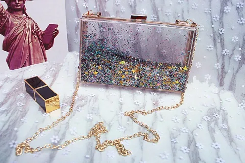 Vista 4 de JeVenis Bolso de mano mágico con lentejuelas transparentes para fiesta, graduación, novia