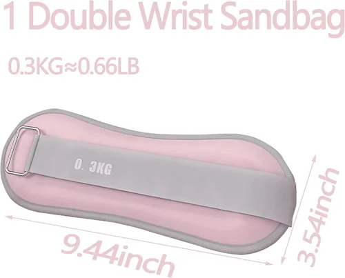 Vista 3 de 1 par de pesas ajustables de muñeca para hombres y mujeres de 0.66 libras, para yoga, caminar, aeróbicos, ejercicio de baile y otros ejercicios