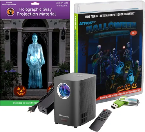 Vista 27 de HoliScapes® Kit de proyector USB - Taller de Santas + proyector + pantalla de proyección de 48 x 72 pulgadas