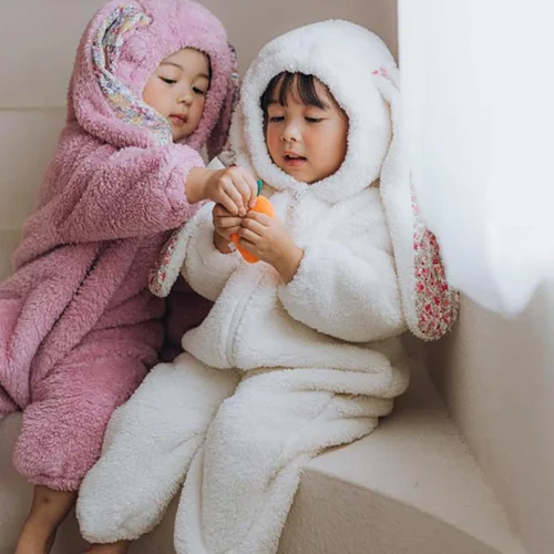 Vista 8 de Disfraz de conejo de Pascua para bebé, sudadera con capucha y cremallera de forro polar para niños pequeños, traje cálido