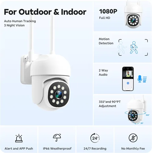 Vista 2 de Camcamp WiFi Pro Camaras de Seguridad para Casa Inalambricas Exterior IP66 1 camera