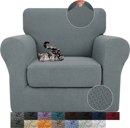 Vista 26 de JIVINER Fundas de sofá de 3 piezas para sofá de 2 cojines, funda elástica para sofá con 2 fundas de cojín de asiento extra grandes, fundas de sofá