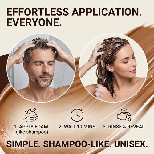 Vista 6 de Pearwood Color Shampoo 3-in-1 Semi-Permanent Hair Dye (Black)