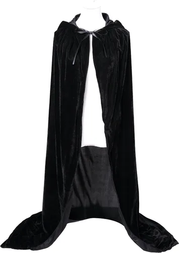 Vista 4 de VGLOOK Capa unisex con capucha para adultos, capa de terciopelo para disfraces de Halloween y cosplay Negro