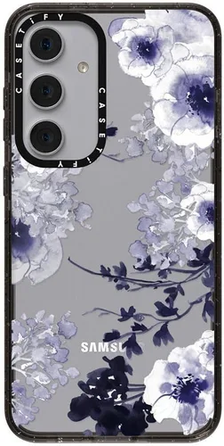 Vista 212 de CASETiFY Funda de impacto para Galaxy S22+ - Adhesivo Aries Moross, color negro transparente