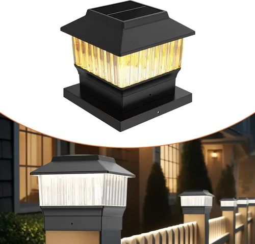 Vista 20 de Paquete de 4 luces solares para tapa de poste, modernas #2: se adapta a postes de vinilo de 4 x 4 y madera de 5 x 5 pulgadas, temperatura de 3