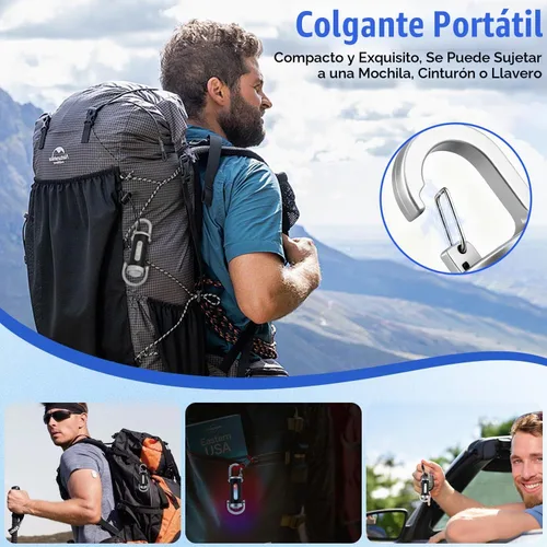 Vista 5 de 2 linternas de llavero brillantes recargables portátiles, mini linterna de llavero, luz LED USB tipo C, múltiples modos de iluminación para acampar