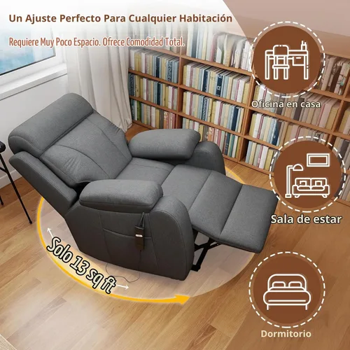 Vista 7 de cinkehome Silla reclinable eléctrica para ancianos, reclinable eléctrico Gris oscuro-pequeño