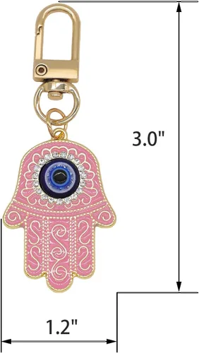 Vista 3 de Llavero contra el mal de ojo, llavero de mano Hamsa, dije de protección para hombres y mujeres, llavero de automóvil, bolsa y accesorios