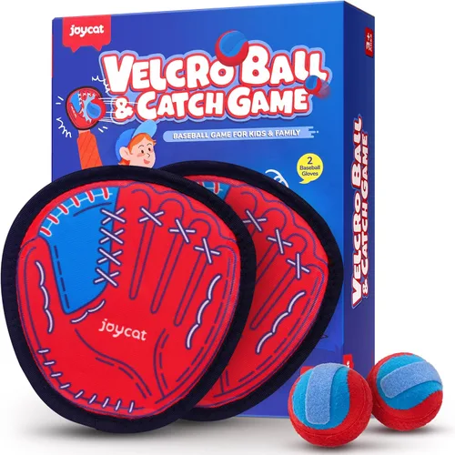 Vista 10 de JoyCat Juego de pelota de lanzar y atrapar, juego de 2 bolas adhesivas para adultos y 2 niños, juego familiar para atrapar al aire libre para playa