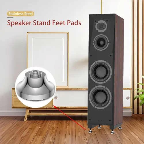 Vista 4 de Audiocrast IF4021S - Almohadillas de aislamiento para altavoces de alta fidelidad, 4 unidades, acero inoxidable, 1.575 x 0.827 in, plateado