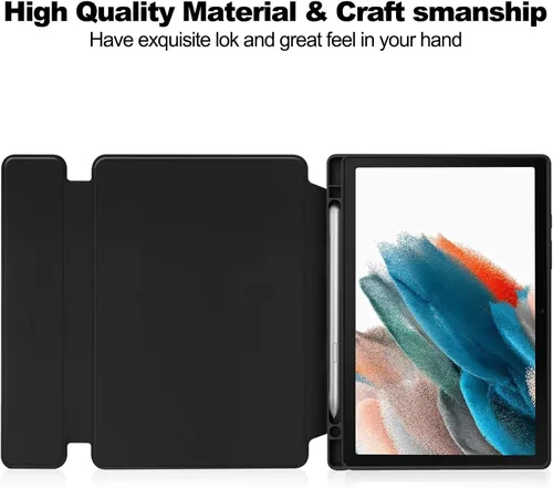 Vista 5 de Funda de tableta para Samsung Galaxy Tab A8 10.5 X200 X205 X207 (versión 2022), ligera funda de cuero con soporte folio de 360 grados compatible