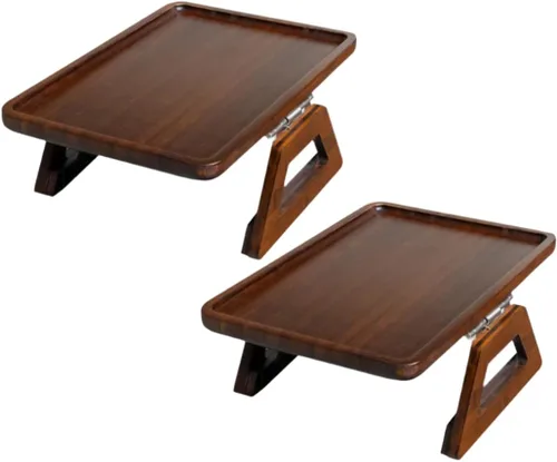 Vista 14 de Shamrock Home Mesa Bandeja de Bambú para Brazo de Sofá, Mesa Bandeja con Clip para Sofás. Bandeja de Brazo de Sofá para Cenas de TV, Controles