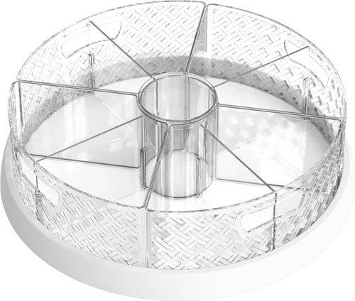 Vista 2 de Simple Houseware Lazy Susan - Tocadiscos de 12 pulgadas con cubos y divisores extraíbles