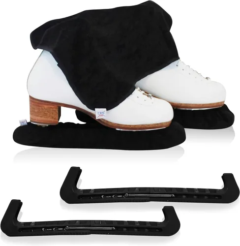 Vista 9 de CRS Cross - Juego de regalo de protectores de patines sobre hielo, guardas de tela y toallas, cubiertas suaves para cuchillas de patinaje artístico
