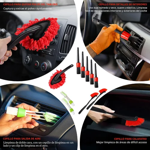 Vista 3 de Kit de detalles de coche de 35 piezas, kit de limpieza de coche y juego de cepillos de detalles