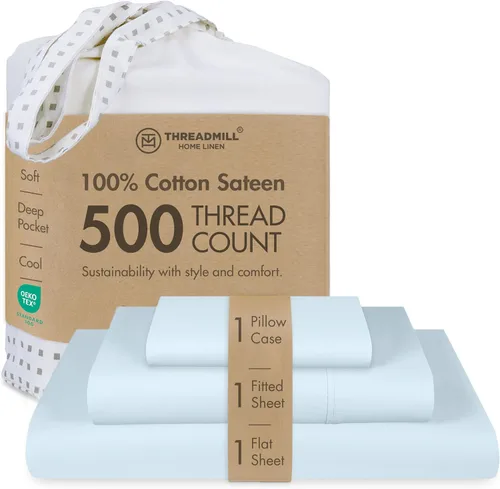 Vista 40 de Threadmill - Sábanas de algodón de lujo para hotel, tamaño King, 100% algodón, 500 hilos con bolsillo profundo, ajuste cómodo, suaves y frescas