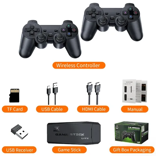 Vista 6 de Retro Game Console with 21,000+ Games, 18 Emulators, HDMI Plug & Play, 2.4GHz Wireless Controllers for TV Gaming (Black)