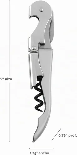 Vista 7 de True Truetap - Abrebotellas de vino con doble bisagra, sacacorchos de acero inoxidable con cortador de papel de aluminio integrado, herramientas
