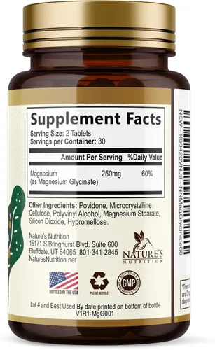 Vista 9 de Glicinato de magnesio 250 mg por porción - Suplemento de magnesio 100% quelatado - Glicinato Mag de alta absorción apoya el sueño, la salud