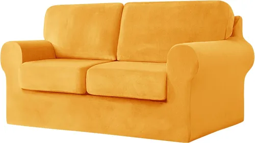 Vista 28 de Funda de sofá con fundas de cojín de asiento separadas y fundas de respaldo, fundas elásticas para sofá, fundas protectoras de terciopelo