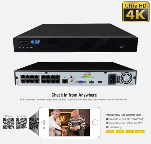 Vista 3 de GW Security sistema de vigilancia con alimentación por Ethernet y cámara de seguridad de 5 mpx y NVR para red IP