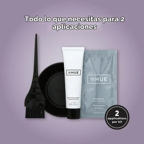Vista 6 de dpHUE Kit de retoque de raíz, marrón claro, tinte permanente para el cabello para cobertura de canas, incluye dos aplicaciones, sin parabenos, SLS