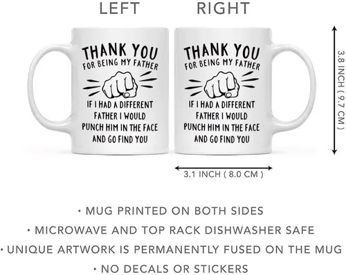 Vista 2 de DQG CVT Taza de café divertida con texto en inglés «Best Dad Mug – Thank You for Being My Father – Día del Padre para papá y esposo, ideas únicas