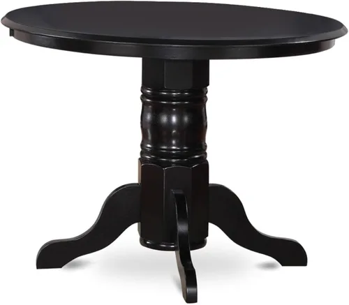 Vista 2 de East West Furniture SHGR5-BLK-W - Juego de comedor de 5 piezas para 4 personas, incluye una mesa de cocina redonda con pedestal y 4 sillas de Negro