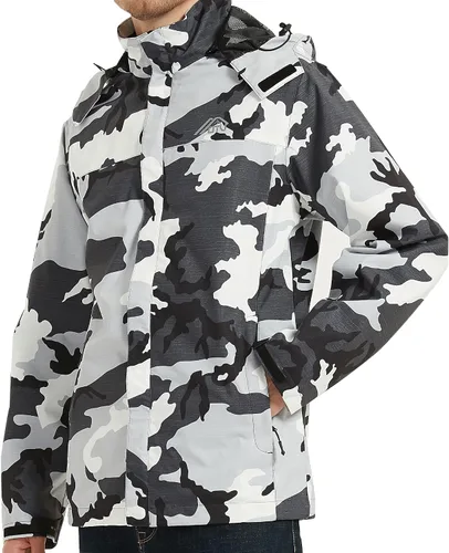 Vista 6 de Chaqueta impermeable ligera para hombre con capucha para el aire libre senderismo viajes