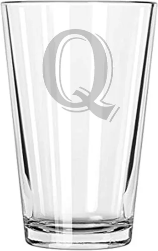 Vista 16 de Vaso de cerveza 16 oz pinta Monograma (B)