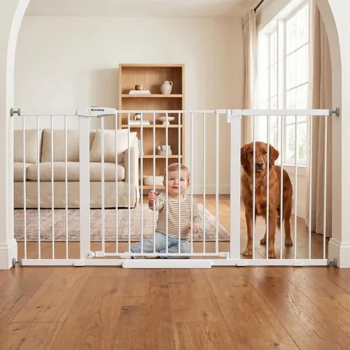 Vista 15 de Mumeasy Puerta de bebé extra ancha de 29.7-57 pulgadas para puertas, puerta de perro de cierre automático para interiores para escaleras, puerta