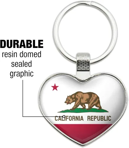 Vista 3 de GRAPHICS & MORE California Republic State Flag Keychain Heart Love Metal Key Chain Ring