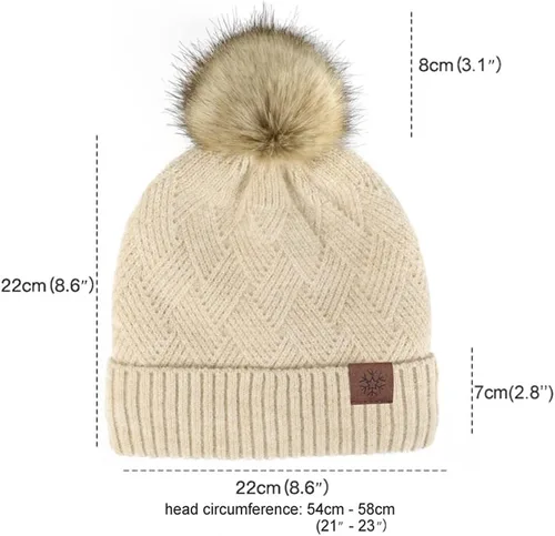 Vista 29 de Bufanda de punto de lana, gorro de esquí, guantes táctiles para invierno, para mujer y hombre