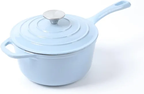 Vista 9 de HAWOK Mini cacerola de hierro fundido de 2.65 cuartos de galón, 8 pulgadas con tapa, pre-sazonada