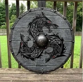 Vista 2 de SUHANA Overseas - Escudo vikingo medieval para Halloween, cosplay, juego de roles y juego de teatro, escudo vikingo, disfraz y accesorios de fiesta