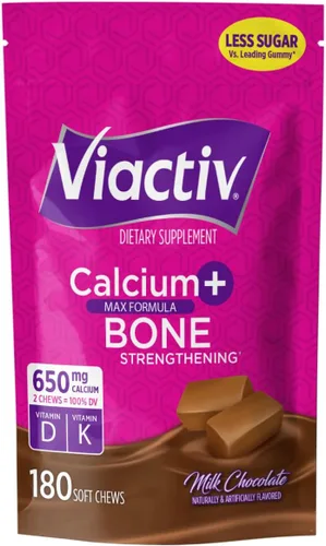 Vista 9 de Viactiv Suplemento de calcio + vitamina D3 masticables suaves, caramelo, 60 masticables - Suplemento dietético de calcio para la salud ósea