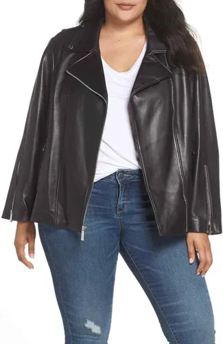 Vista 2 de Michael Kors Chaqueta clásica de cuero Moto de talla grande