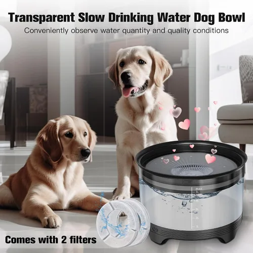 Vista 6 de UPSKY Tazón de agua para perros, de 5.5 L, gran capacidad, sin derrames, cuenco de agua para perros, a prueba de salpicaduras, con base elevada