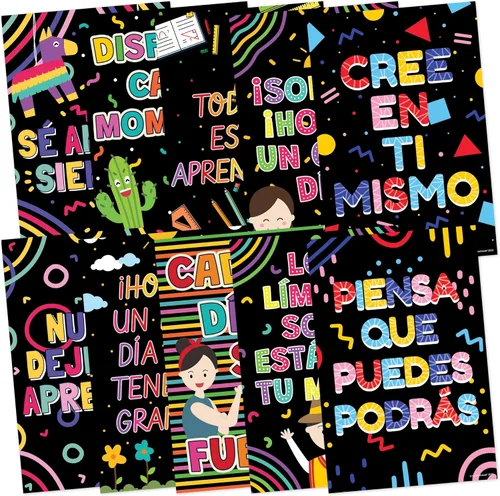 Vista 2 de Quarterhouse Paquete de 10 carteles motivacionales en español (ilustrados), materiales de aprendizaje en el aula de español para estudiantes