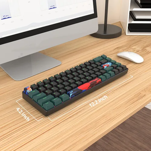 Vista 6 de Teclado mecánico 60% para juegos con interruptor rojo lineal, 65% con cable, ultra compacto, mini teclado arcoíris con teclas PBT para Ps4Ps5Xbox