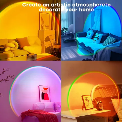 Vista 2 de Proyector de lámpara de puesta de sol con control de aplicación, lámpara de proyección cambiante multicolor, luz LED, lámpara de luz solar