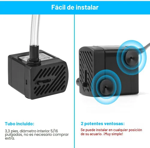 Vista 6 de DaToo 50 gal/hr 3W Bomba de agua sumergible pequeña Bomba de fuente mini ultra silenciosa para acuario, tanque de peces, estanque, estatua, cultivos