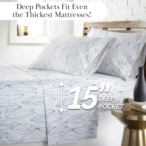 Vista 133 de Southshore Fine Living, Inc. Colección Winter Brush, juego de sábanas de 3 piezas para cama individual, sábana bajera con bolsillo profundo de 14