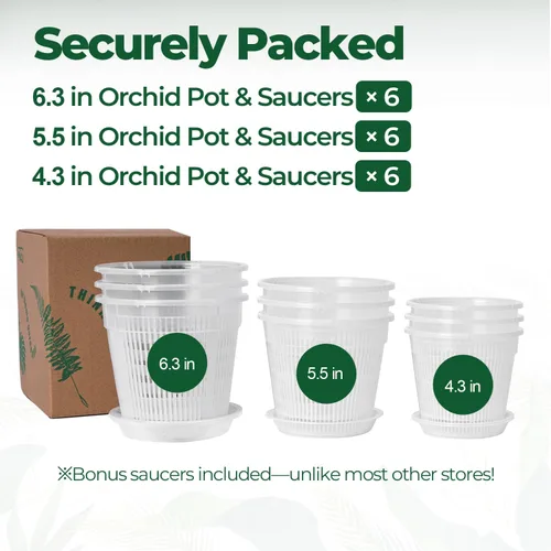 Vista 6 de T4U Clear Orchid Pots 9 Pack 4.3 5.5 6.3 Inch, Orchid Pot Holes Repotting