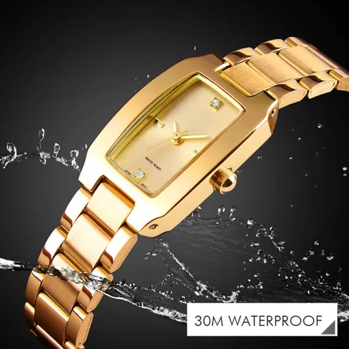 Vista 5 de VIGOROSO Reloj de pulsera cuadrado de lujo casual elegante reloj de pulsera de acero inoxidable impermeable analógico de cuarzo para mujer