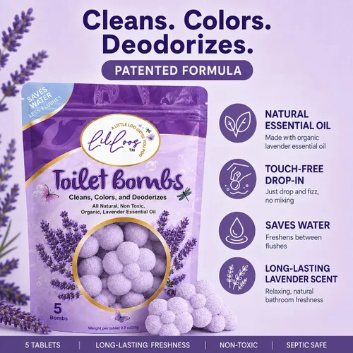 Vista 2 de Bombas de inodoro de aceite esencial natural para inodoros, tabletas limpiadoras de inodoro, aroma a lavanda de larga duración para un baño fresco